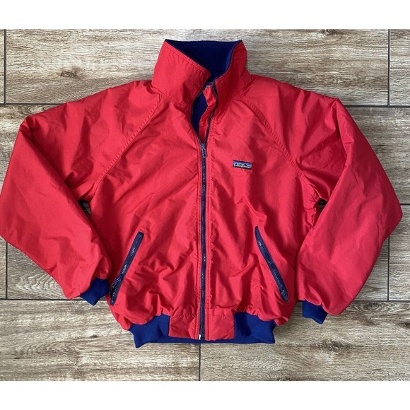 Patagonia Fleece Lined Bomber Jacket Mens Medium Red Made In USA - Picture 2 of 8